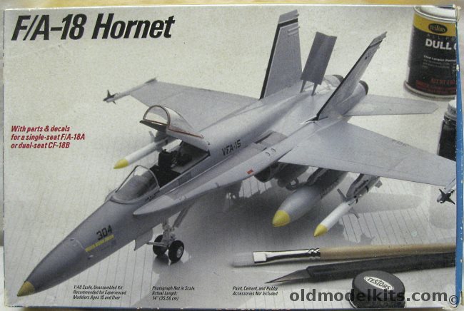 Testors 1/48 F-18 or CF-18B Hornet - US Navy VFA-15 or RCAF Two Seater, 579 plastic model kit